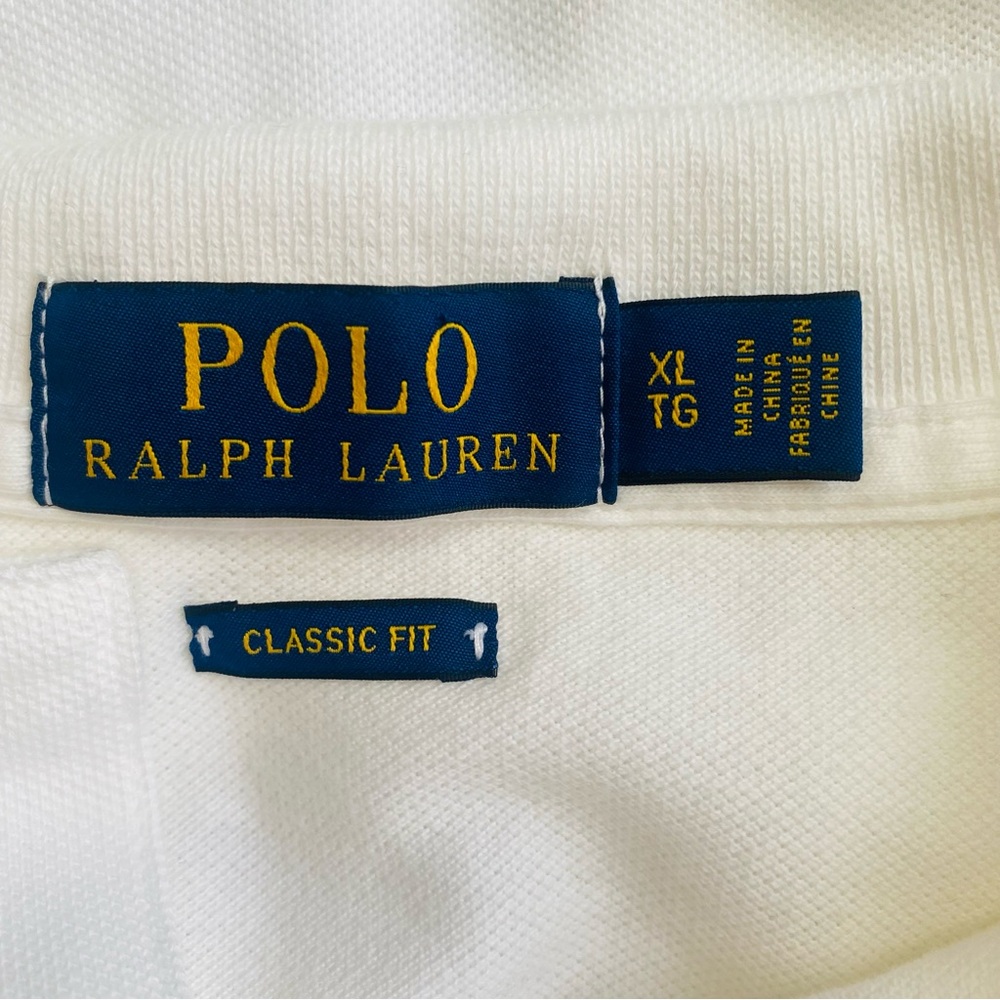 Polo by Ralph Lauren White Polo Shirt with Blue Logo - Picture 9 of 13